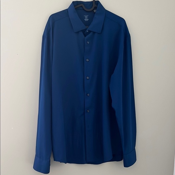 Michael Strahan Navy Blue Long Sleeve Dress Shirt with Classic Collar - Picture 1 of 3